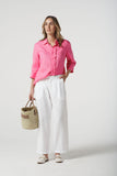 3/4 Sleeve Frill Shirt Pink Cosmos