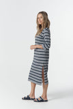Coastline Cotton T-Shirt Dress Dark Navy/White