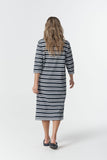 Coastline Cotton T-Shirt Dress Dark Navy/White