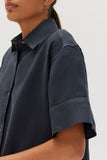 Linen Shirt Dress True Navy