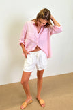Pink Horizontal Stripe Boyfriend Linen Shirt