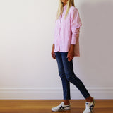 Riley Oversize Lightweight Cotton Shirt Pink & White Stripe