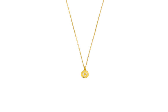 Gold Daisy Disc Necklace