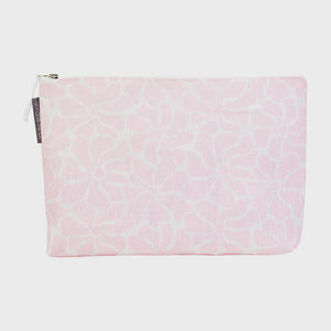 Linen Cosmetic Bag Large Pink Petal Floral