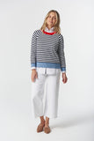 Farmer Cotton Cashmere Jumper Navy/Laser White