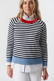 Farmer Cotton Cashmere Jumper Navy/Laser White