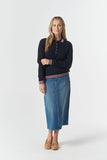 Marine Cable Knit Polo Navy/Fondant Pink