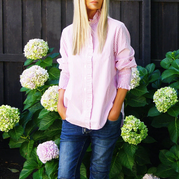 Poppy Shirt Pale Pink & White Stripe