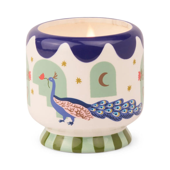 A Dopo 226g Peacock Ceramic Candle Misted Lime