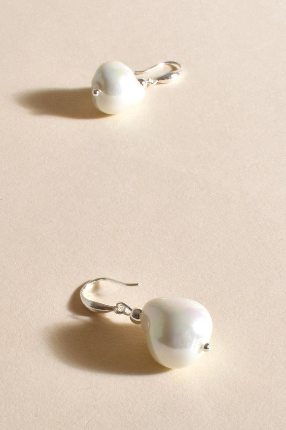 Baroque Pearl Hook Earrings Silver