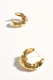 Mini Metal Textured Side Hoops Gold