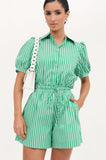 Billy Poplin Stripe Short Green