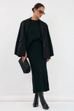 Taylor Rib Knit Midi Skirt Black