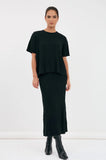 Taylor Rib Knit Midi Skirt Black