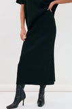 Taylor Rib Knit Midi Skirt Black