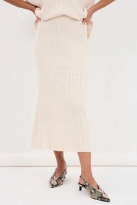 Taylor Rib Knit Midi Skirt Oat