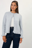 Polly Frill Knit Cardigan Blue