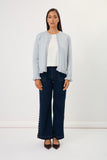 Polly Frill Knit Cardigan Blue