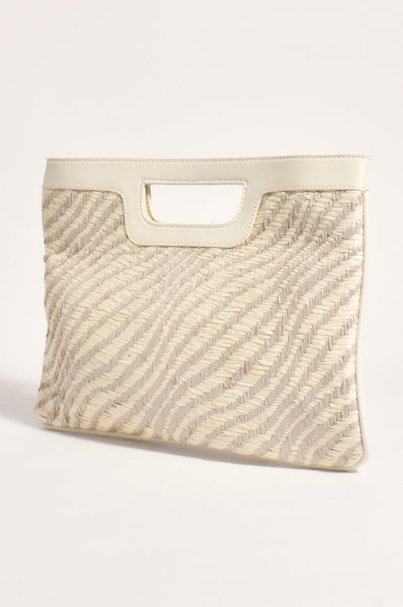Mimi Woven Handle Clutch Cream/ Natural