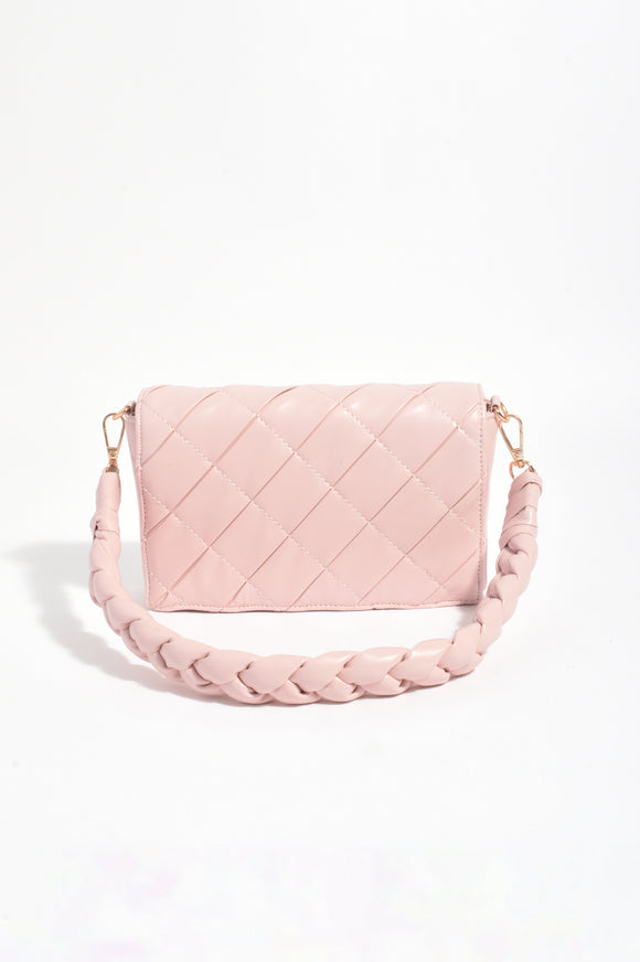 Torie Plait Handle Foldover Handbag Peach