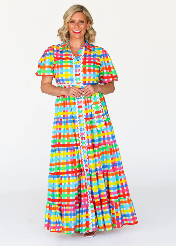 Alice Dress Neon Gingham