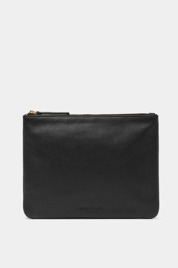 Zip Leather Pouch Black