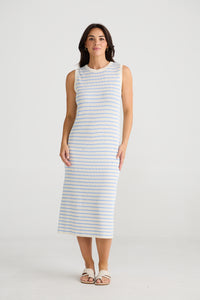 Squad Dress Ecru W Blue Stripe