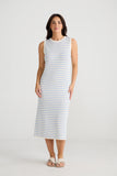 Squad Dress Ecru W Blue Stripe