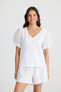 Abigail Vneck Tee White