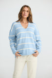 Hallie Knit Blue W Off White