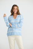 Hallie Knit Blue W Off White