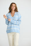 Hallie Knit Blue W Off White