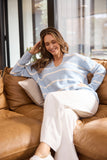 Hallie Knit Blue W Off White