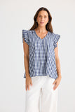 Paz Top Navy Gingham