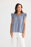 Paz Top Navy Gingham