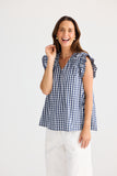 Paz Top Navy Gingham