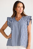 Paz Top Navy Gingham