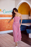 Avery Strapeless Dress Red Gingham