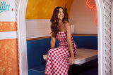 Avery Strapeless Dress Red Gingham