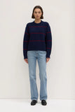Beau Stripe Merino Knit Navy/Dark Cherry
