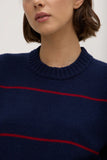 Beau Stripe Merino Knit Navy/Dark Cherry
