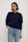 Beau Stripe Merino Knit Navy/Dark Cherry