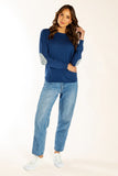 Navy Cotton Cashmere Swing Knit w Liberty Patches