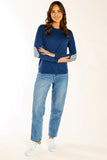 Navy Cotton Cashmere Swing Knit w Liberty Patches