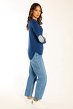 Navy Cotton Cashmere Swing Knit w Liberty Patches