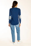 Navy Cotton Cashmere Swing Knit w Liberty Patches
