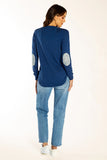 Navy Cotton Cashmere Swing Knit w Liberty Patches