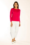 Hot Pink Swing Knit w Blue/ White Stripe Patches