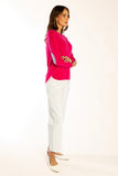 Hot Pink Swing Knit w Blue/ White Stripe Patches