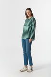 The Hero Stripe Raglan Tee White/Rain Forest